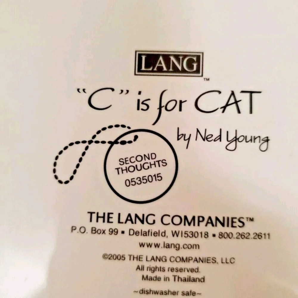 Whimsical 'C is for Cat' Ned Young Lang Second Thoughts 2005 Cat Dish